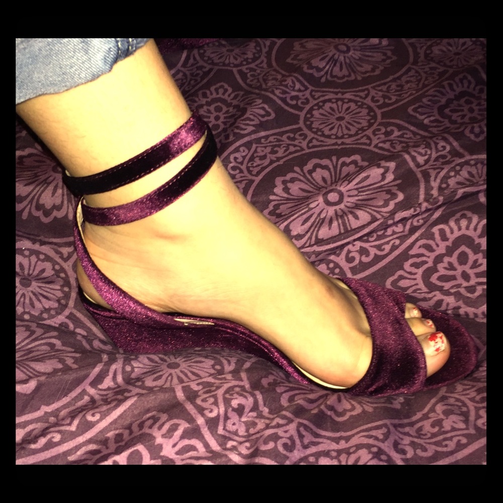 Velvet wedges shoes